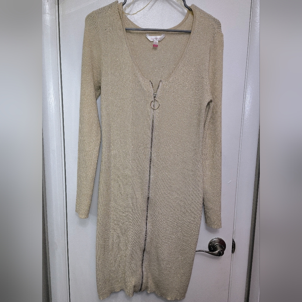Elegant Beige Zipper Dress